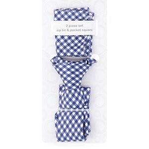Boys Blue & White Necktie and Pocket Square Set, 2-Piece